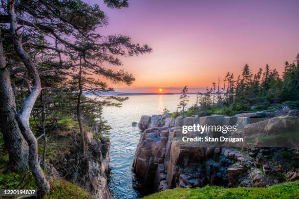 ravens nest overlook, acadia national park, schoodic peninsula  (#1) - north america aerial stock pictures, royalty-free photos & images