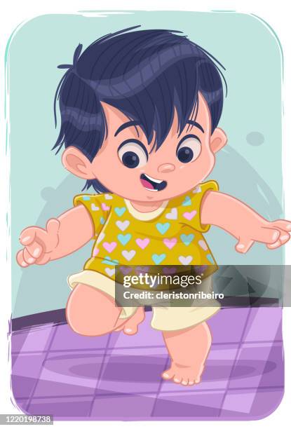 baby's first step - good first impression stock illustrations