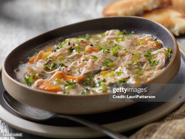 home made turkey soup - chicken stew stock pictures, royalty-free photos & images