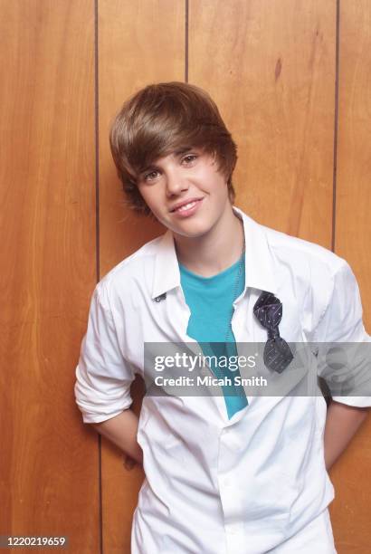 Justin Bieber musician poses for a portrait on the set of the music video One Less Lonely Girl in Watertown, Tennessee on September 12, 2009.