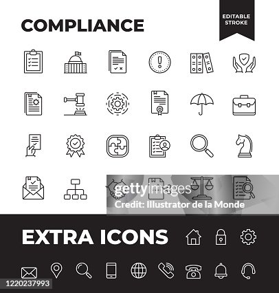 Simple Set of Compliance Vector Line Icons Simple Set of Compliance Vector Line Icons