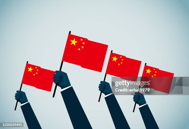stockillustraties, clipart, cartoons en iconen met chinese vlag - national congress of the communist party of china