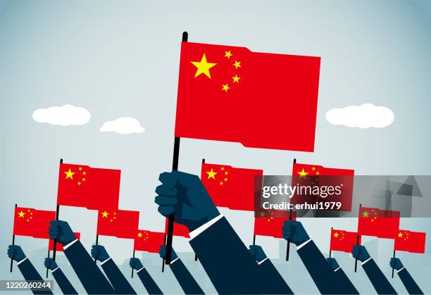 chinese flag - chinese communist revolution stock illustrations