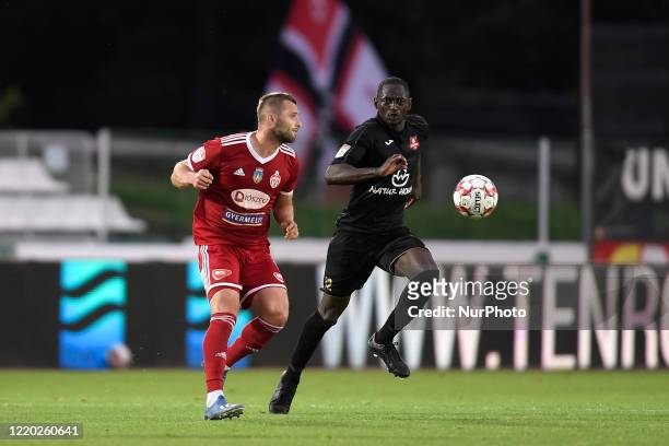 Pavol Safranko of Sepsi OSK in action against Ousmane Viera of FC Hermanstadt during the match between Sepsi OSK v FC Hermannstadt Sibiu, for the...