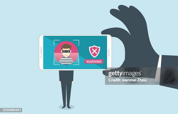 warnschild - digitale authentifizierung stock-grafiken, -clipart, -cartoons und -symbole
