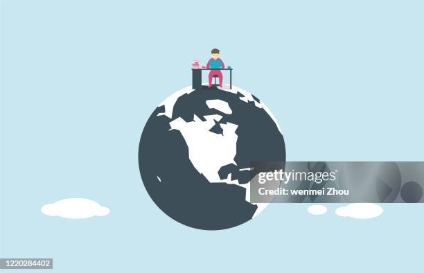 working - asian man using computer stock illustrations