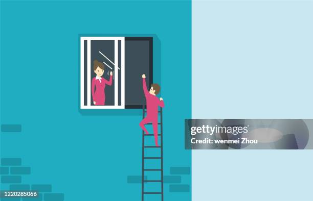 trapped - open window frame stock illustrations