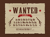 Wild West wanted font poster with letters