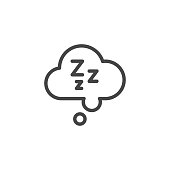 Sleepiness graphic icon. Drowsiness is a symptom of fatigue, depression, poor health, side effects of drugs, diseases. Vector illustration isolated for web and mobile apps in line design