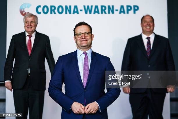 German Health Minister Jens Spahn German Minister of Interior, Construction and Homeland Horst Seehofer and German Chancellery Minister Helge Braun...