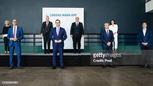 German Minister of Justice Christine Lambrecht CEO of Deutsche Telekom AG Timotheus Hoettges, German Minister of Interior, Construction and Homeland...