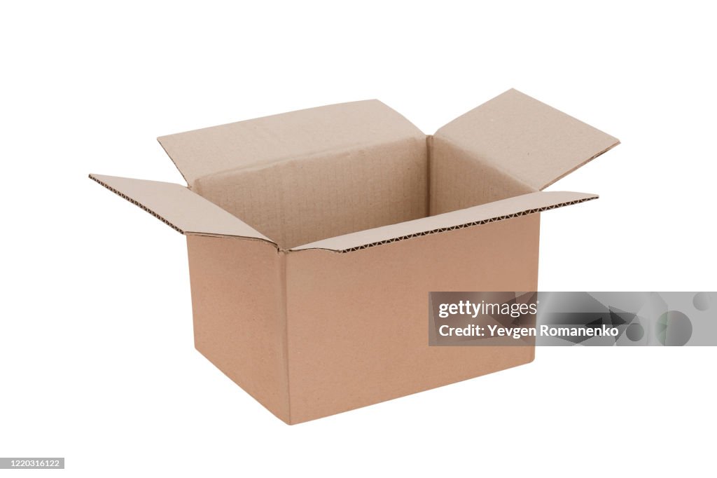 Open Cardboard Box isolated on White Background