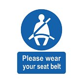 Please wear your seat belt sign vector design isolated on white background