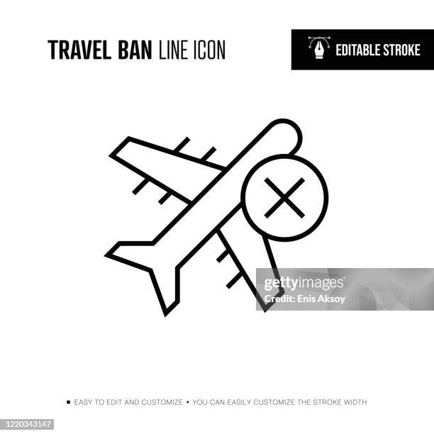 travel ban line icon - editable stroke - cough medicine stock illustrations