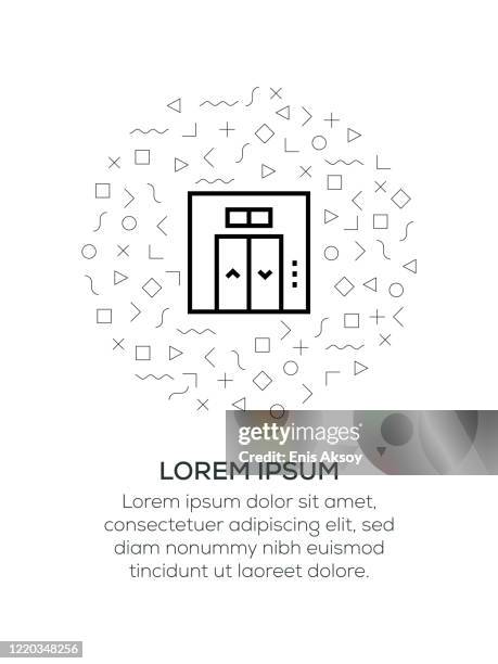 elevator icon arranged with geometrical shapes - pressing elevator stock illustrations