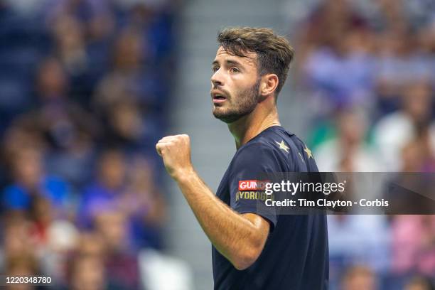 Open Tennis Tournament- Day Three. Juan Ignacio Londero of Argentina reacts during his match against Novak Djokovic of Serbia in the Men's Singles...