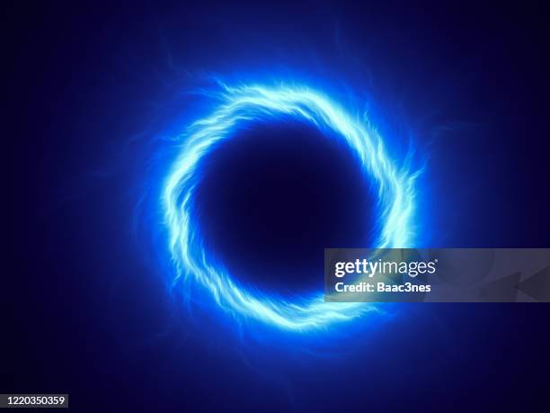 ring of electric light - digtal abstract art - trou noir photos et images de collection