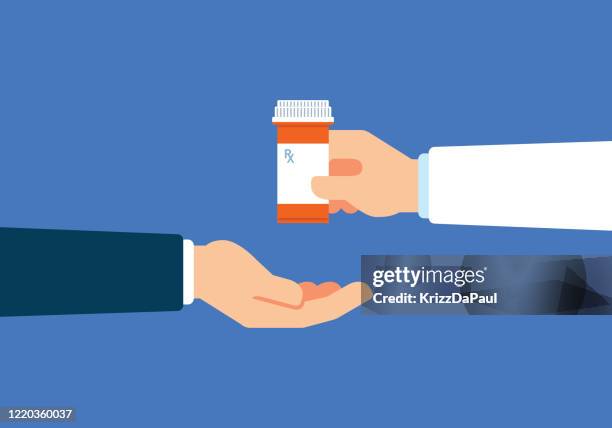 stockillustraties, clipart, cartoons en iconen met het geven van geneeskunde - medisch voorschrift