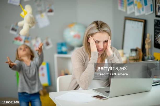 mother works from home - working from home stress stock pictures, royalty-free photos & images