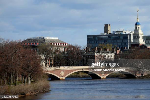 General view of Harvard University campus is seen on April 22, 2020 in Cambridge, Massachusetts. Harvard has fallen under criticism after saying it...