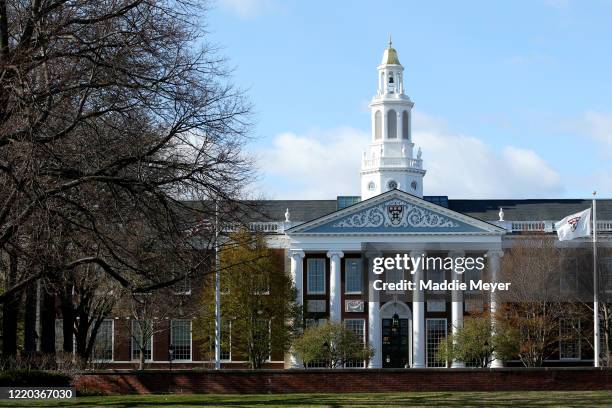 General view of Harvard University campus is seen on April 22, 2020 in Cambridge, Massachusetts. Harvard has fallen under criticism after saying it...