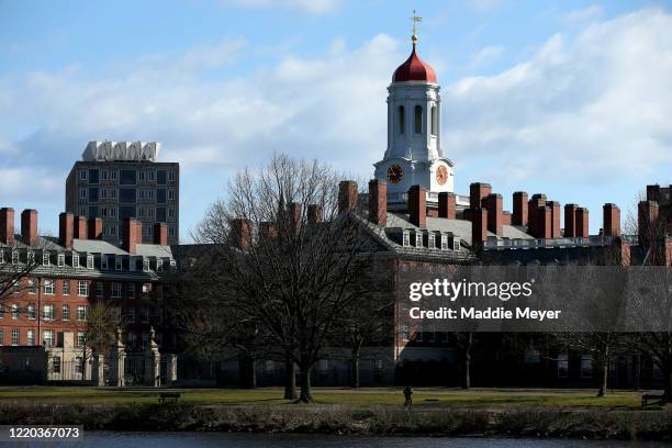 General view of Harvard University campus is seen on April 22, 2020 in Cambridge, Massachusetts. Harvard has fallen under criticism after saying it...