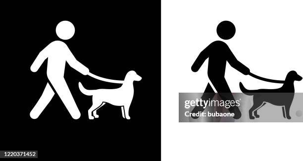 ilustrações de stock, clip art, desenhos animados e ícones de man walking a dog icon - dog icon
