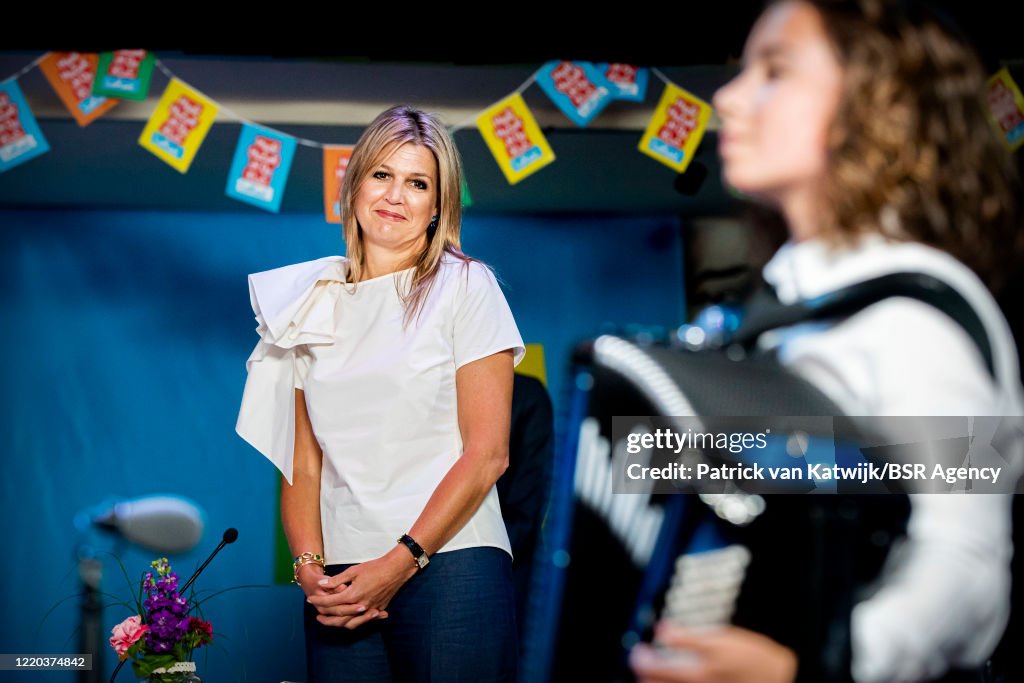 Queen Maxima Of The Netherlands Attends More Music In The Class Project in Puttershoek