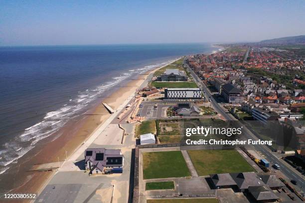 General view of the deserted seaside promenade during the pandemic lockdown on April 22, 2020 in Rhyl, Wales. The British government has extended the...