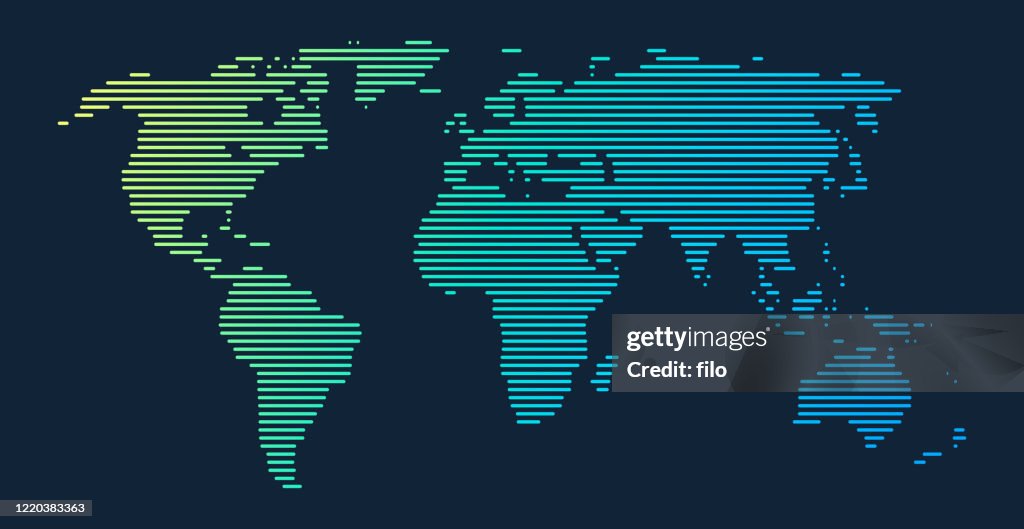 World Map Lines Gradient