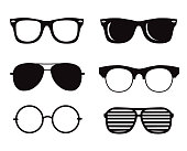 hand drawn black sunglasses illustration set. hipster style element design concept