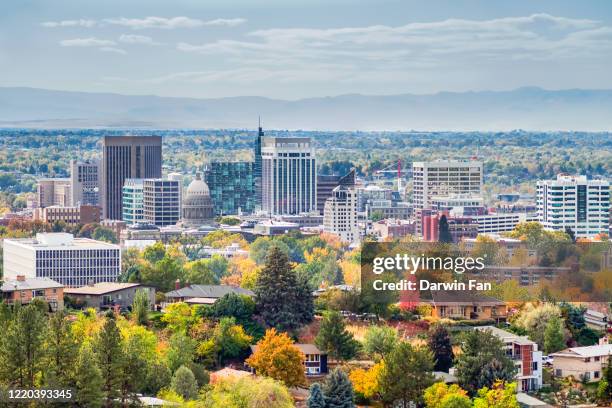 boise fall skyline - boise stock pictures, royalty-free photos & images