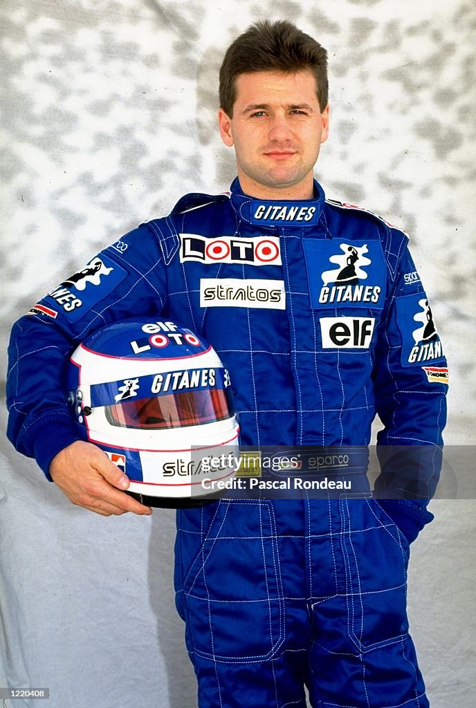 Portrait of Ligier Cosworth driver Nicola Larini of Italy before the