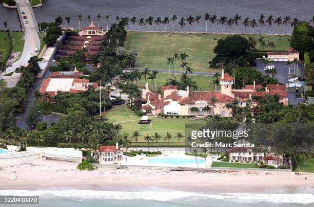 The Trump Mansion 'Mar a Lago' owned by Presidential candidate Donald Trump appears un- damaged after Hurricane Mathew in Palm Beach, Florida. Up to...