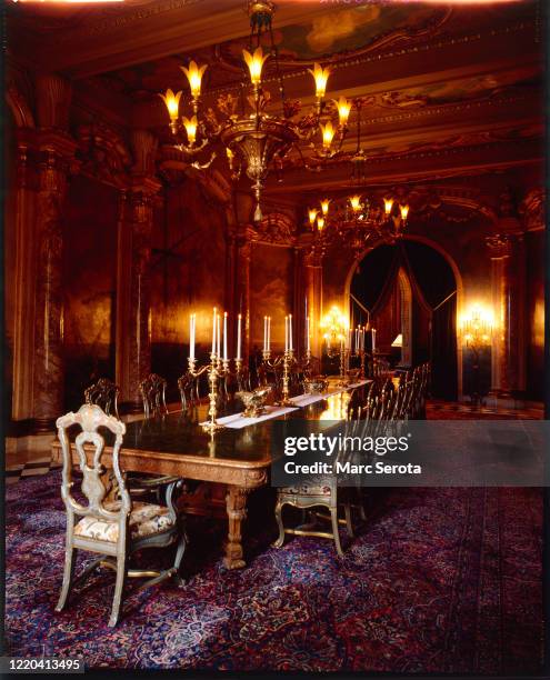 An interior view of the dinning room at 'Mar a Lago' owned by businessman Donald Trump circa 2000 in Palm Beach, Florida.