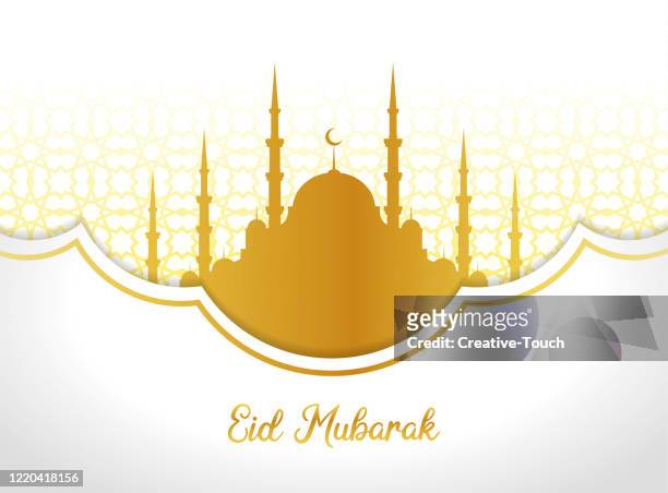 ilustraciones, imágenes clip art, dibujos animados e iconos de stock de tarjeta de felicitación eid mubarak - mezquita