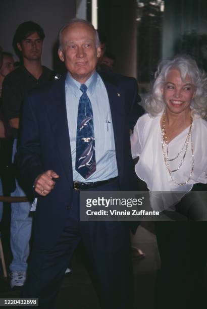 American astronaut Buzz Aldrin and his wife, Lois Driggs Cannon , attend the American Oceans Campaign Gala Honouring Ted Turner, held at the Beverly...