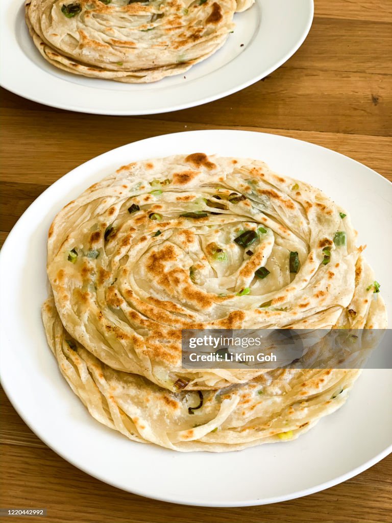 Cong You Bing or Chinese Scallion Pancake, is a famous traditional Chinese street food