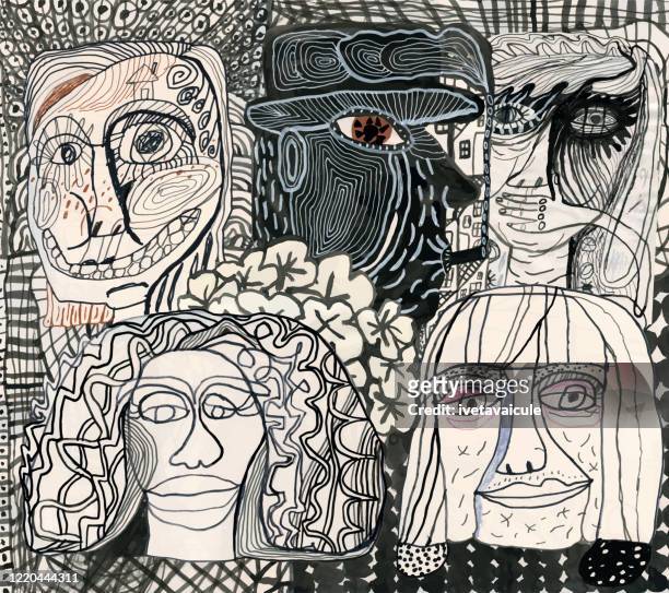 group of people - mixed media stock illustrations