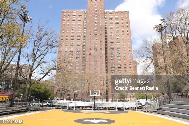 General view of the legendary Rucker Park basketball court as New York City continues to idle during the coronavirus shutdown on April 22, 2020 in...