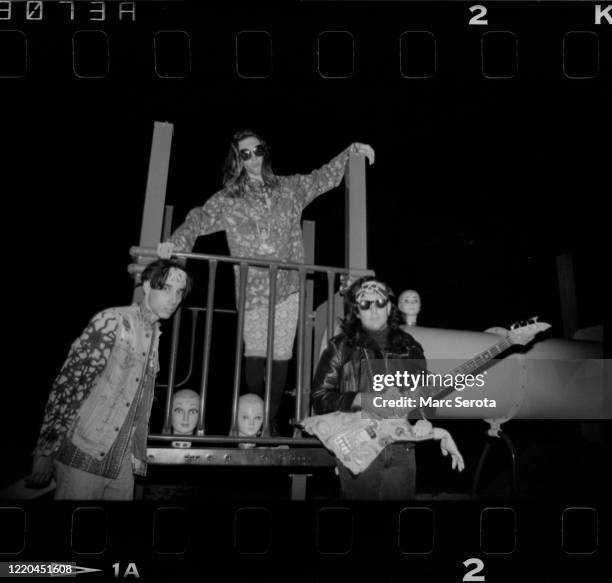 Daisy Berkowitz, Singer Marilyn Manson and Gidget Gein pose for photos on a school playground circa 1990 in Ft. Lauderdale, Florida.