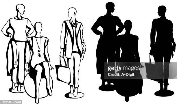 latest trend fashion mannequins silhouette - lay figure stock illustrations