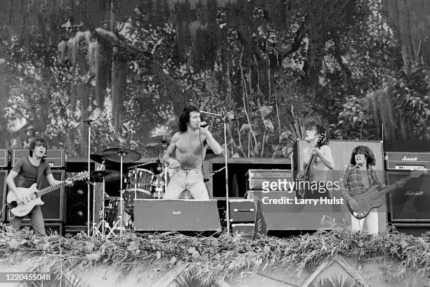 Australian musicians, AC/DC is performing at a "Day on the Green" at the Oakland Coliseum in Oakland, Ca. On September 2, 1978.