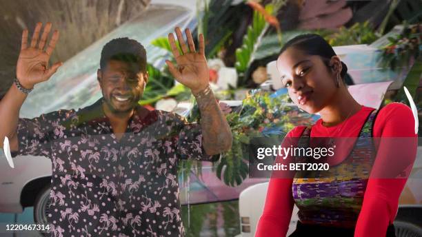 In this screengrab, Usher and Ella Mai perform during "Saving Our Selves: A BET COVID-19 Effort" airing on April 22, 2020. “Saving Our Selves: A BET...