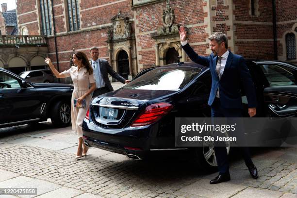 Crown Princess Mary and Crown Prince Frederik of Denmark arrive to the exhibition opening of "The Faces of the Queen" celebrating Queen Margrethe II...