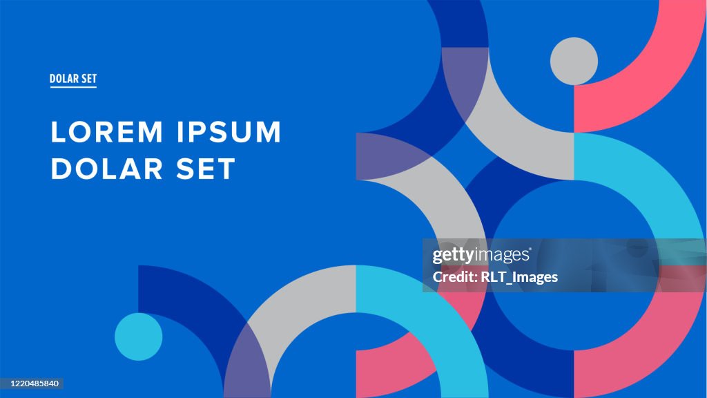 Presentation title slide design template with retro midcentury geometric graphics
