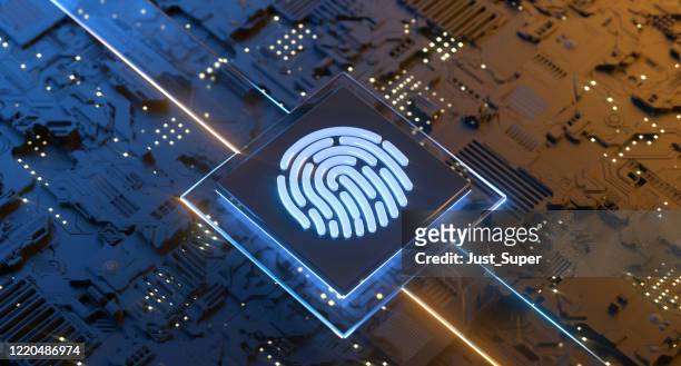 digital identity scanner cybersecurity - forensic science imagens e fotografias de stock