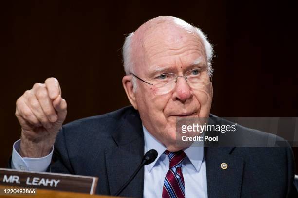 Sen. Patrick Leahy asks a question at a Judiciary Committee hearing in the Dirksen Senate Office Building on June 16, 2020 in Washington, D.C. The...