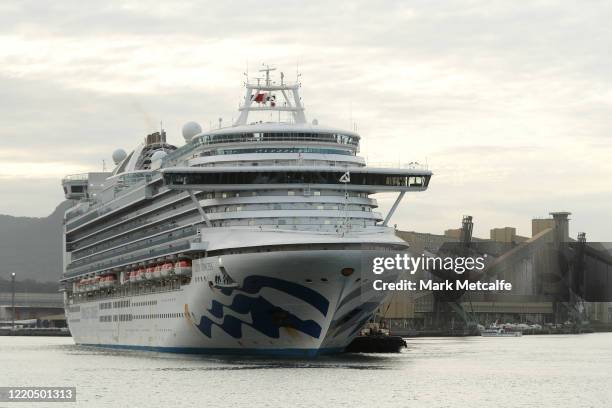 The Ruby Princess cruise ship departs from Port Kembla on April 23, 2020 in Wollongong, Australia. Australian Border Force has ordered the Ruby...