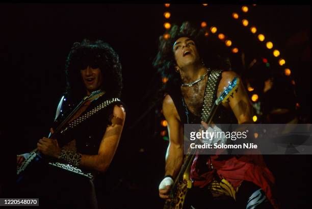 Bruce Kulick and Paul Stanley, Kiss Animalize Tour, 14 October 1984 Wembley Arena.